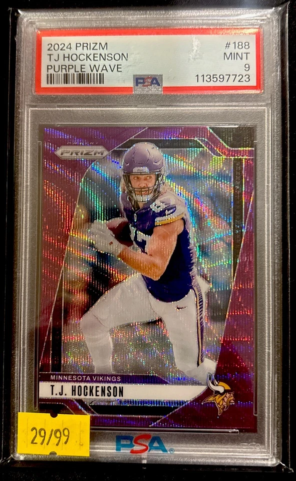 TJ Hockenson 2024 Prizm #188 Purple Wave Prizm Minnesota Vikings / PSA 9 - Image 1 of 2