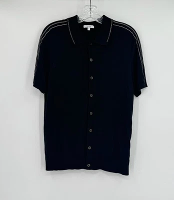 Camisa REISS Para Hombres Negra Tejida Manga Corta Con Botones Silvio Talla L Foto 1 de 3