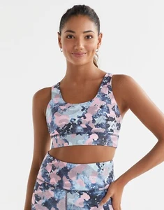 Womens New Lilybod Zoe Sports Bra Size S Blue Pink Abstract - Picture 1 of 4