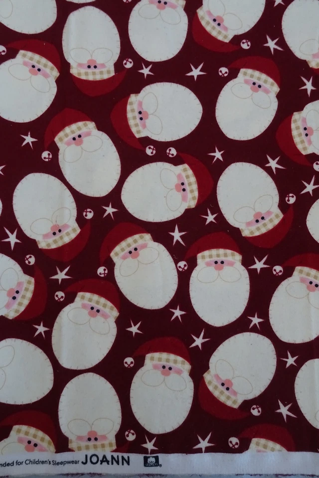 Cotton Flannel Fabric 2 yds x 43" SNUGGLE Jo-Ann Holiday Red Santa Christmas - Image 1 of 4