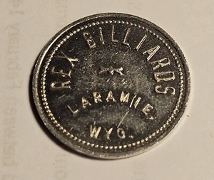 Vintage Rex Billiards Larmie Wyoming Aluminum Good For Token #1391 - Picture 1 of 2