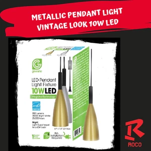 METALLIC PENDANT LIGHT VINTAGE LOOK 10W *SILVER METALLIC* LED BRAND NEW (U) - Picture 1 of 3