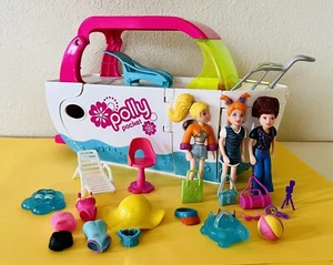 Polly Pocket Doll Lot Dolls Clothes Fold Out Ultimate Party Boat Playset & Toys - Picture 1 of 12
