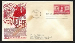 #971 3c Volunteer Firemen -Peter Stuyvesant - (Red) Anderson FDC - Picture 1 of 2