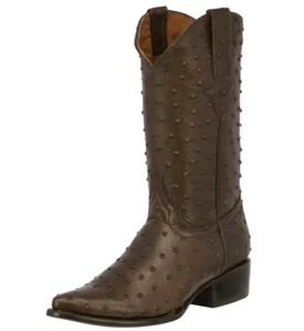 Mens Western Leather Boot Brown Ostrich Print Rodeo Wear 8, 8.5, 11.5, 12.5,13.5 - Bild 1 von 5