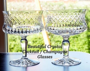 Pair of Beautiful Cut Crystal Cocktail / Champagne Glasses - Picture 1 of 4