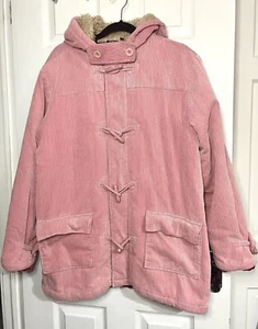 Cotton Traders Pink Corduroy Duffle Style Hooded Coat / Jacket Size Medium 14 uk - Picture 1 of 17