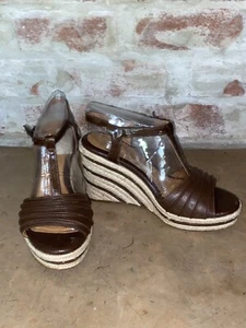 Nurture CASTLE Women's Brown Open Toe Platform Wedge Sandals Size 7.5M E.C. - Picture 1 of 6