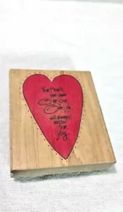 Valentines Wood Mount Rubber Stamp Kathy Davis Heart One Love Life 6415 True Joy - Picture 1 of 5