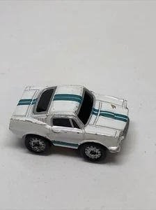 Small Micro Machine Plastic 1965 style Ford Mustang in White & Green Stripes - Picture 1 of 7