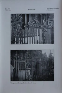 1909 ARCHITEKTURDRUCK EISENARBEITEN SCHMIEDEEISEN GELÄNDER BOCKING KIRCHE ESSEX - Bild 1 von 1