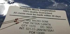 Micro Semi 1N750A1-JANTX Zener Diode 4.7V 5% 500mW DO-35 JANTX1N750A-1 (10 pcs) - Picture 1 of 4