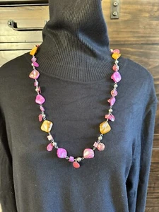 Rosa bunte lange Halskette 15" lang - Bild 1 von 9