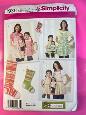 Simplicity SEWING PATTERN 1936 Misses,Child & Doll Aprons & Stocking Decorations - Image 1 of 3