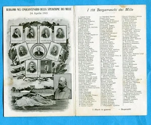 CARTOLINA DOPPIA "24 aprile 1910 - BERGAMO NEL 50° SPEDIZ.MILLE" (276487) - Imagen 1 de 2
