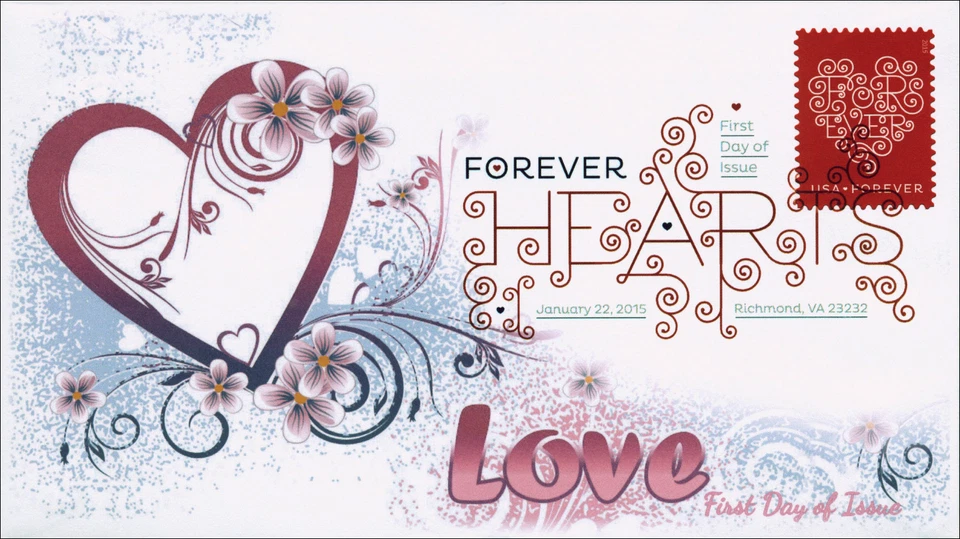 SC 4955, 2015, Forever Hearts, Love, Red Stamp, DCP Item 15-005 - Image 1 of 1
