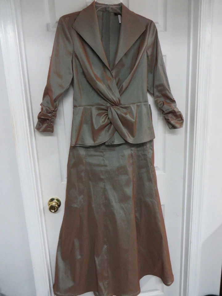 TADASHI SHOJI Tafetán Elastizado Maxi Marrón Falda Traje 6 Foto 1 de 4