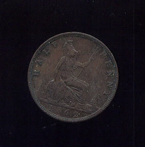 WORLD COINS GREAT BRITAIN 1862 HALF PENNY VF (2G364) - Picture 1 of 4