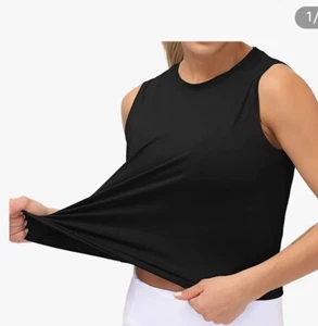 Dragon Fit Women Sleeveless Yoga Tops Workout Cool T-Shirt, Black, Size Small - Picture 1 of 11