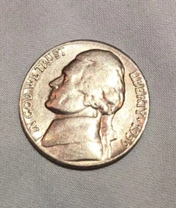 1959 Nickel US Currency Coin, Five Cent Piece, Jefferson & Monticello designs - Bild 1 von 5