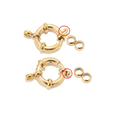 3pcs Stainless Steel Gold Spring Ring Clasps for Jewelry Making with 8 Connector - Image 1 of 4