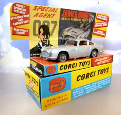 CORGI TOYS 1/46 JAMES BOND 007 GOLDFINGER 1963 ASTON MARTIN DB5 SILVER RT26101S - Image 1 of 4