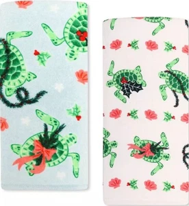 Set of 2 Different Kitchen Towels (15"x26") CHRISTMAS, TURTLES & SEASHELLS, SNS - Picture 1 of 16