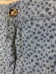 Johnnie O 38 blau Chambray Palme Allover-Druck Baumwolle Val Shorts 8" Schrittlänge - Bild 1 von 14