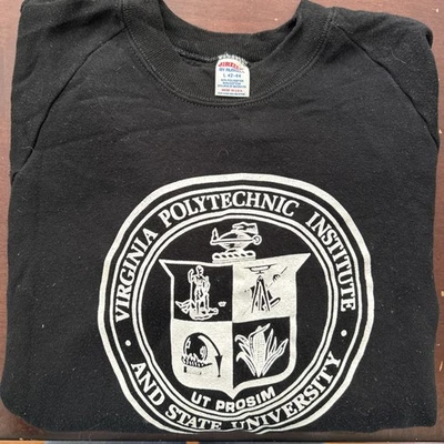 Vintage Virginia Tech Sweatshirt Crew Medium Ncaa VA Tech Hokies 80s Russell USA - Image 1 of 4