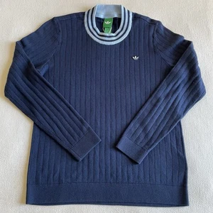 Adidas Originals Women Large Cotton Cashmere Knit Golf Sweater Night Indigo - Picture 1 of 7