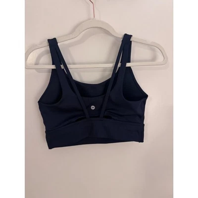Sutiã esportivo feminino Avia acolchoado com tiras nas costas azul marinho tamanho M usado uma vez em excelente estado usado - Imagem 1 de 3