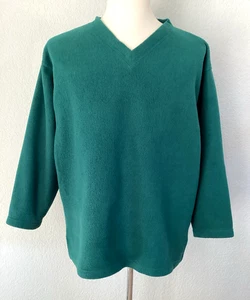 Vintage CHEETAH Men's XL Pullover Fleece Green Jacket V-Neck - Picture 1 of 13