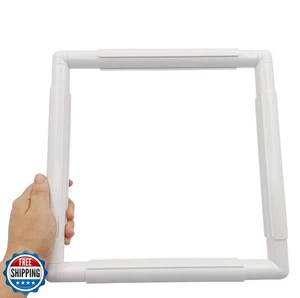 11 X 11" Plastic Cross Stitch Frame Square Embroidery Hoop White DIY Sewing T - Picture 1 of 5