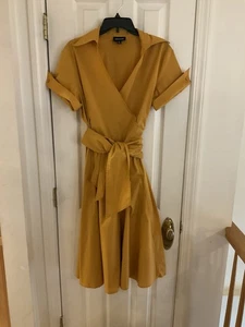 Metrostyle Gold Popeline Retrostyle Kurzarm Kleid mit Wickelgürtel. Größe 18 - Bild 1 von 2