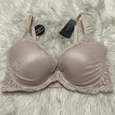 Natori 38D Bra Rose Pink Feathers Plunge 730023 Underwire Back Closure NEW $68 - Image 1 of 4