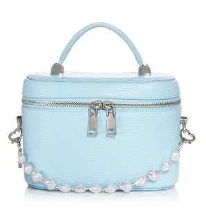 Bloomingdale’s Vanity Train Case Makeup Crossbody Bag W/Faux-Pearl Charm,Handle - Picture 1 of 12
