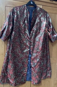 Vintage Metallic Rayon? Duster Jacket Coat Reversible Cocktail Evening Size M - Picture 1 of 9