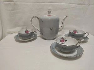 Seyei Fine China Bella Maria 2129 Tea Pot And 3 Footed Cup & Saucers. Excellent - Picture 1 of 24