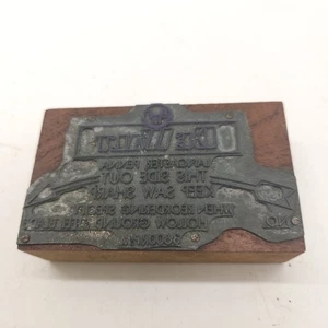 Vintage Printing Block De-Walt Saw Blade Instructions Lancaster Pennsylvania  - Picture 1 of 5