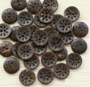 Pkg of 10 FLOWER 2-hole Brown Coconut Shell Buttons 5/8" (15mm) Craft (1266) - Picture 1 of 2