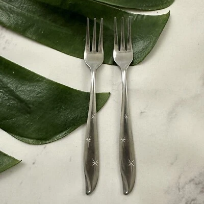 Silhouette Vintage Atomic Star Cubiertos Cóctel Mariscos Tenedor Lote 2 Inoxidable Foto 1 de 4