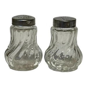 Vintage Glass Salt And Pepper Small Shaker Swirl Made In West Germany Metal Lids - Picture 1 of 6