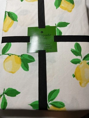 KATE SPADE TABLECLOTH LEMONS WHITE YELLOW 60 X 84 100% COTTON NIP - Image 1 of 3