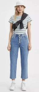 Levi’s Mile High Cropped Medium Wash Button Fly Wide Leg Revolve NWT $69.60 - Picture 1 of 8