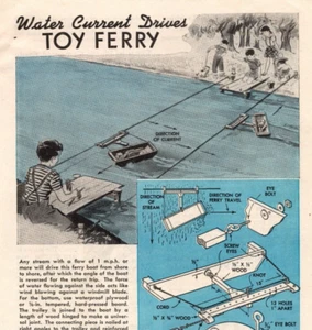 1945 Vintage Make A Current Driven Toy Ferry Boat Article Popular Mechanics - Picture 1 of 3