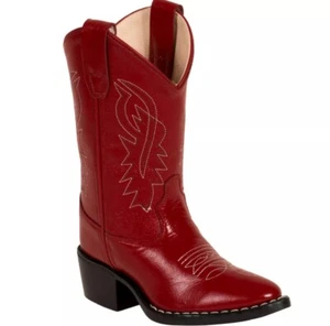 Old West rot Kinder Mädchen Corona Leder J Toe Cowboy Western Stiefel - Bild 1 von 14