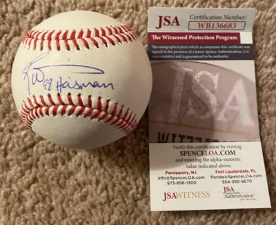 OML Bas eball signed by Rickey Williams w/ Heisman ins JSA - Image 1 of 2