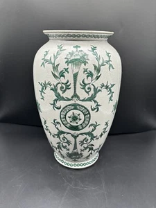 Asian Green and White Former Porcelain Table Lamp Converted To 12” Vase. - Picture 1 of 7