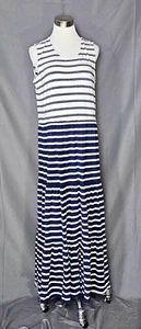 Lands' End - blau-weiß gestreiftes ärmelloses Maxikleid - Größe Large (14-16) - Bild 1 von 2