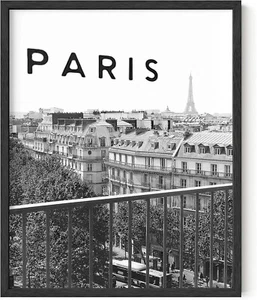 Poster Eiffelturm - ungerahmtes Paris Wandbild in schwarz-weiß für Schlafzimmer - Bild 1 von 3